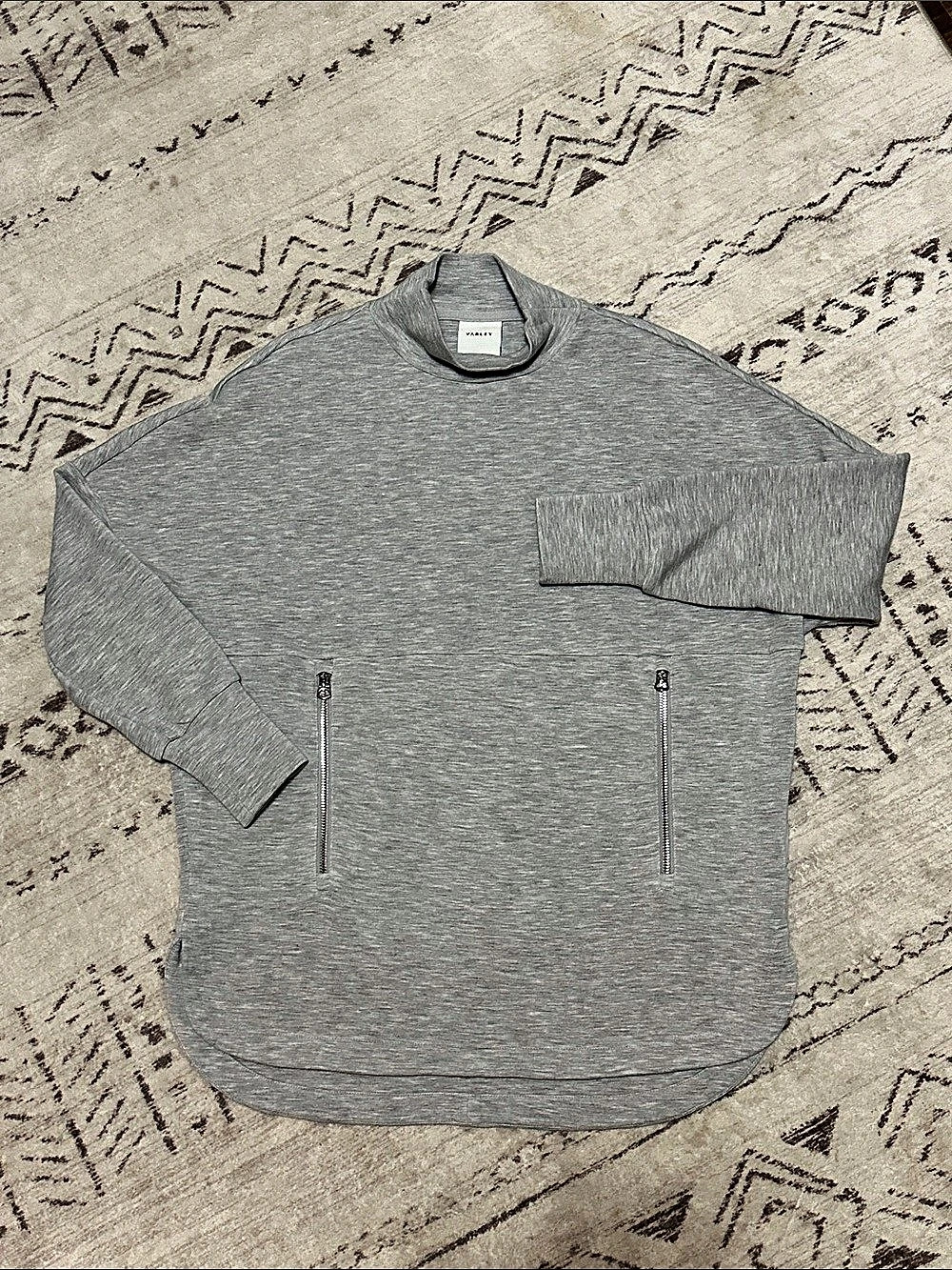 Varley Bay Sweat Gray Marl Long Sleeve Top Size XS Like New